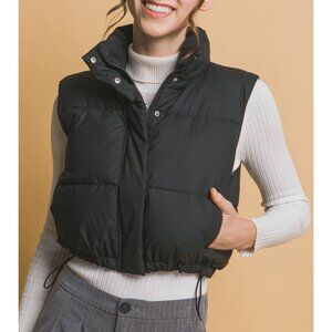 Black Cropped Puffer Vest